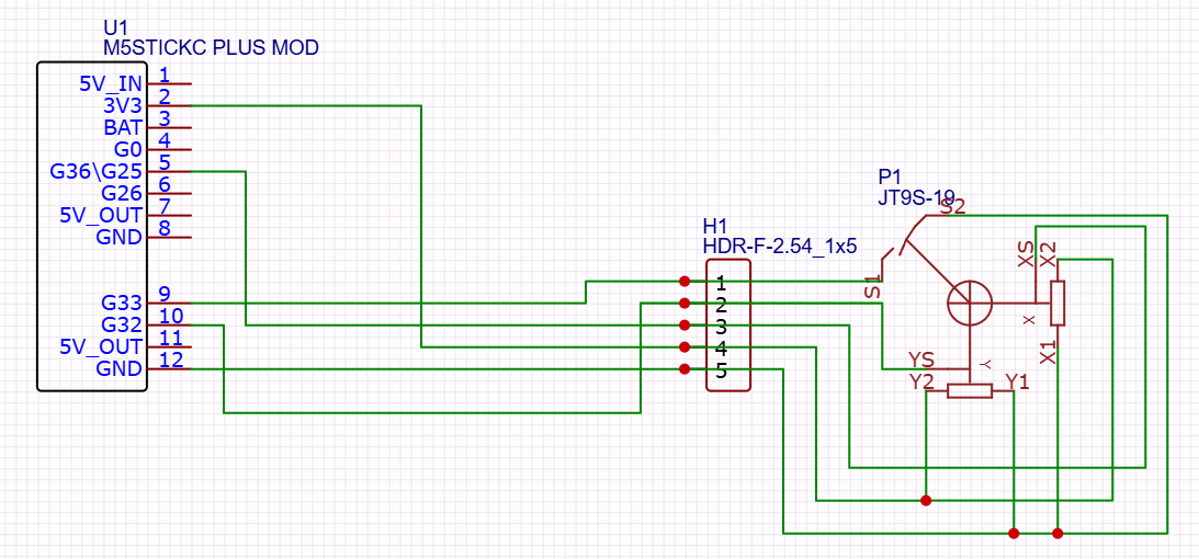 TX 配線図 — M5StickC Plus とジョイスティック