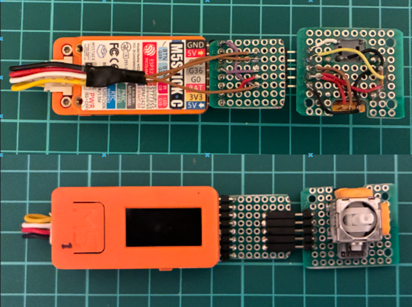 M5StickC Plus とジョイスティックモジュールをつなぐジョイント基板